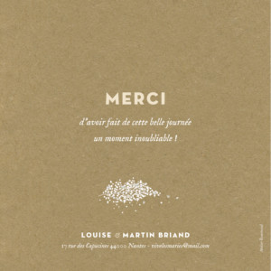 Carte de remerciement mariage Gypsophile kraft Carte de remerciement mariage Gypsophile kraft