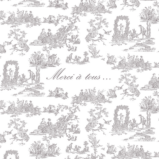 Carte de remerciement Toile de Jouy taupe - Recto Carte de remerciement Toile de Jouy taupe - Recto