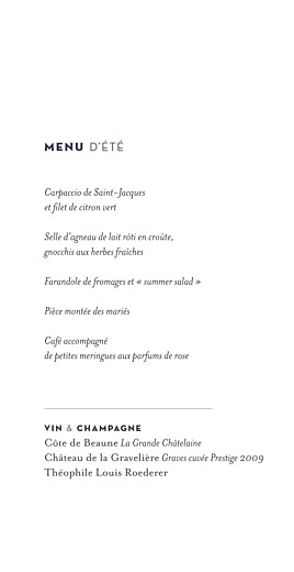 Menu de mariage Laure de sagazan (dorure) blanc Menu de mariage Laure de sagazan (dorure) blanc