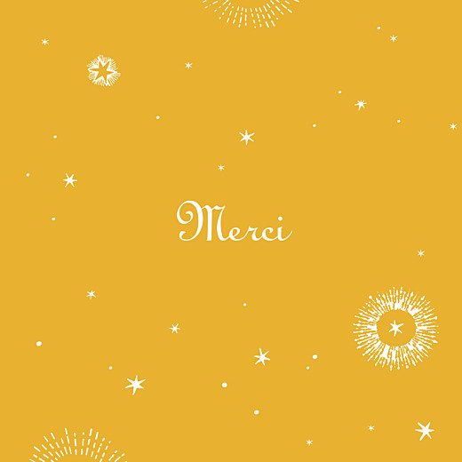 Carte de remerciement Merci Constellation jaune or - Recto