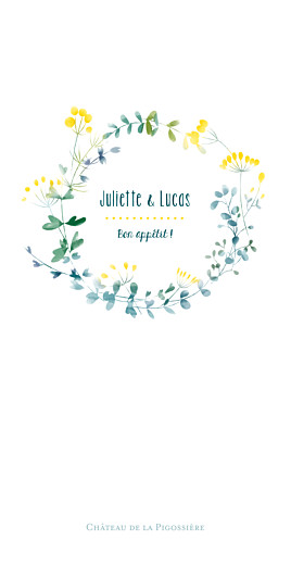 Menu de mariage Bouquet sauvage RV jaune - Recto Menu de mariage Bouquet sauvage RV jaune - Recto