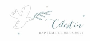 Etiquette perforée baptême Douce colombe bleu Etiquette perforée baptême Douce colombe bleu