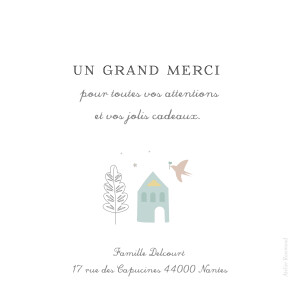 Carte de remerciement Petit village bleu Carte de remerciement Petit village bleu