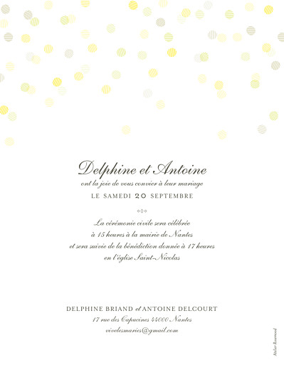 Faire-part de mariage Polka (dorure) portrait blanc - Verso Faire-part de mariage Polka (dorure) portrait blanc - Verso