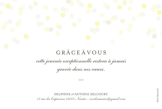 Carte de remerciement mariage Polka (dorure) blanc - Verso Carte de remerciement mariage Polka (dorure) blanc - Verso