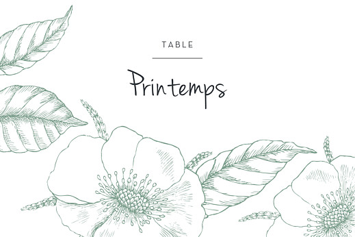 Marque-table mariage Gravure chic vert Marque-table mariage Gravure chic vert