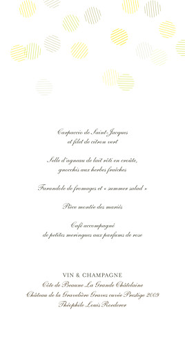 Menu de mariage Polka (dorure) blanc Menu de mariage Polka (dorure) blanc