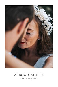 Faire-part de mariage Élégant photo portrait blanc