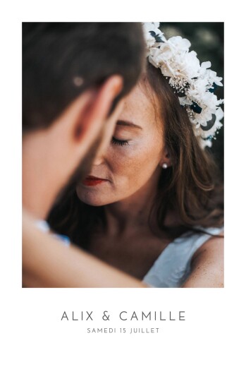 Faire-part de mariage Élégant photo portrait blanc - Recto