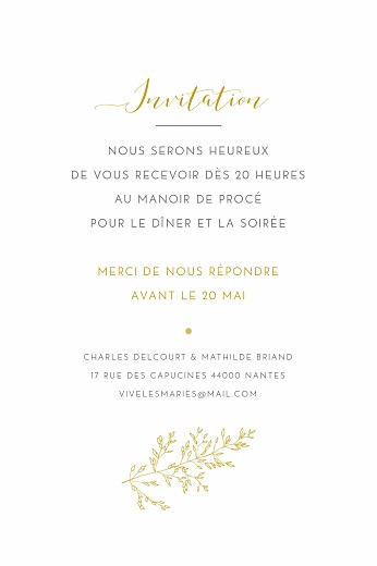 Carton d'invitation mariage Délicatesse jaune Carton d'invitation mariage Délicatesse jaune