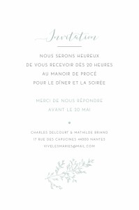 Carton d'invitation mariage Délicatesse vert