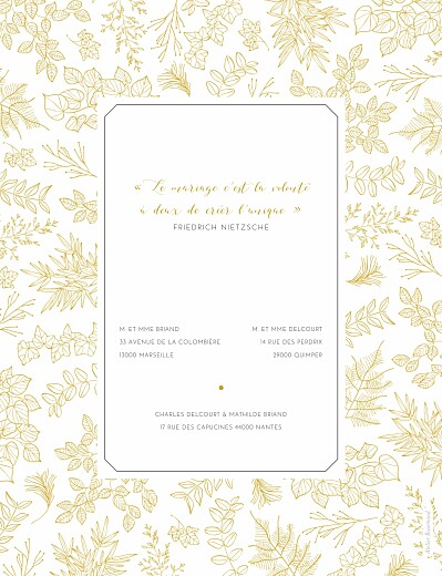 Faire-part de mariage Délicatesse (portrait) jaune - Verso Faire-part de mariage Délicatesse (portrait) jaune - Verso