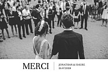 Carte de remerciement mariage Bandeau chic 1 photo blanc