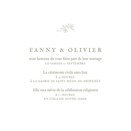 Faire-part de mariage Provence (4 pages) Olive - Page 3