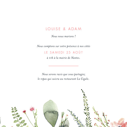 Faire-part de mariage Fleurs aquarelle crème Faire-part de mariage Fleurs aquarelle crème
