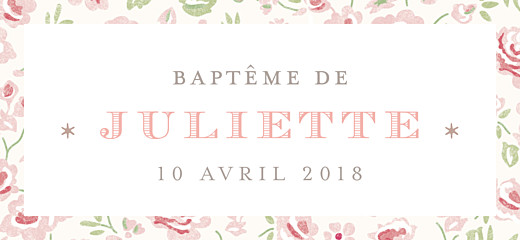 Etiquette perforée baptême Félicité rose - Recto Etiquette perforée baptême Félicité rose - Recto