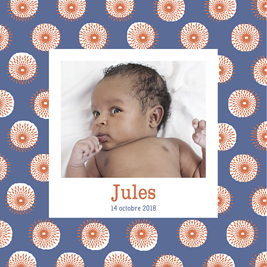 Faire-part de naissance Wax orange & bleu Faire-part de naissance Wax orange & bleu