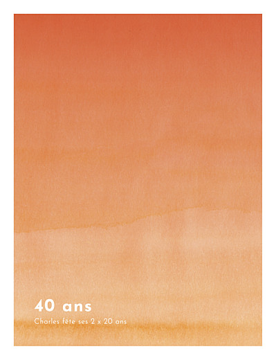 Carte d'invitation anniversaire adulte Aquarelle portrait orange - Recto