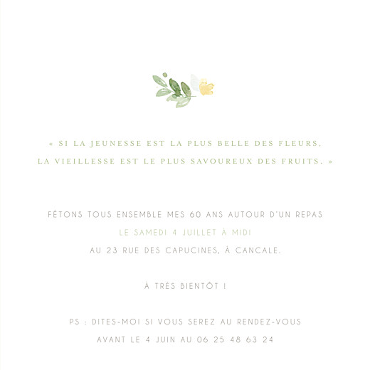 Carte D Invitation Anniversaire Adulte Jardin Anglais