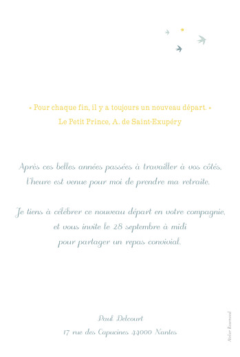 Carte d'invitation anniversaire adulte Sunshine bleu - Verso Carte d'invitation anniversaire adulte Sunshine bleu - Verso