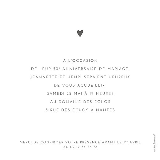 Carte D Invitation Anniversaire Adulte Elegant Cœur Dorure