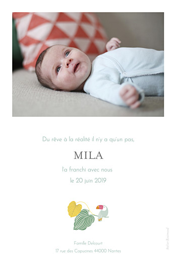 Faire-part de naissance Jardin exotique (portrait) beige - Page 2 Faire-part de naissance Jardin exotique (portrait) beige - Page 2