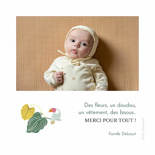 Carte de remerciement Petit jardin exotique vert - Verso Carte de remerciement Petit jardin exotique vert - Verso