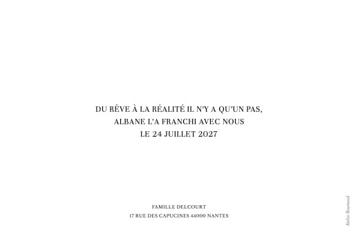 Faire-part de naissance Moderne photo paysage blanc - Verso Faire-part de naissance Moderne photo paysage blanc - Verso