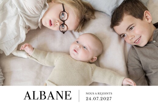Faire-part de naissance Moderne photo paysage blanc - Recto Faire-part de naissance Moderne photo paysage blanc - Recto