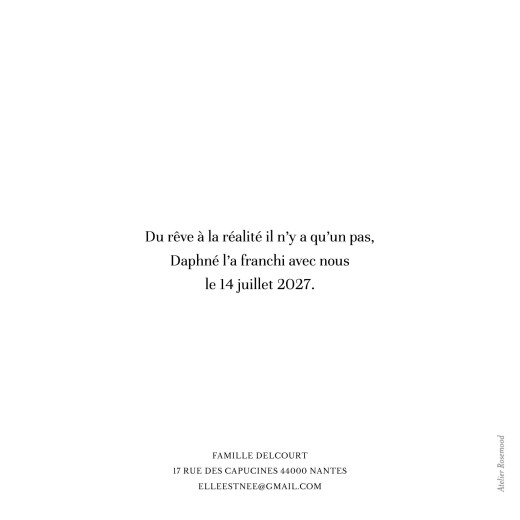 Faire-part de naissance Moderne chic blanc - Verso Faire-part de naissance Moderne chic blanc - Verso