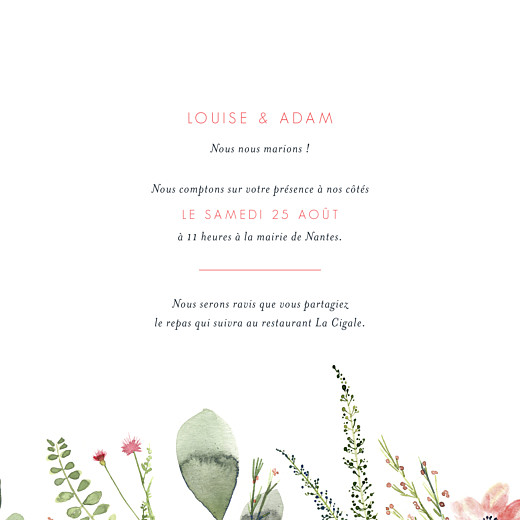 Faire-part de mariage Fleurs aquarelle crème - Page 3