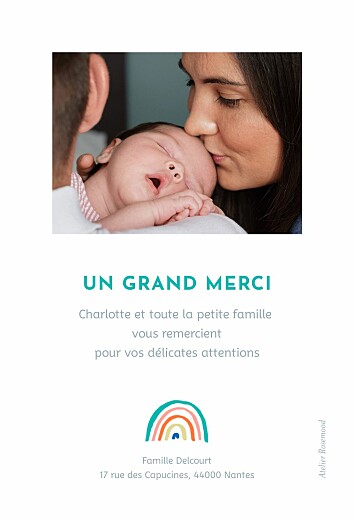 Carte de remerciement Petit arc-en-ciel photo beige - Verso Carte de remerciement Petit arc-en-ciel photo beige - Verso