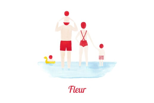 Faire-part de naissance Le petit baigneur (3 enfants) clair - Recto Faire-part de naissance Le petit baigneur (3 enfants) clair - Recto