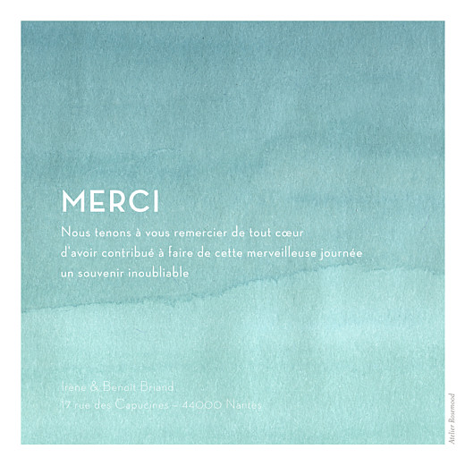 Carte de remerciement mariage Aquarelle bleu Carte de remerciement mariage Aquarelle bleu