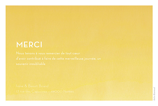 Carte de remerciement mariage Aquarelle paysage jaune Carte de remerciement mariage Aquarelle paysage jaune