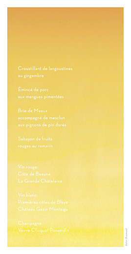 Menu de mariage Aquarelle jaune - Page 2 Menu de mariage Aquarelle jaune - Page 2