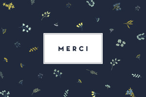 Carte de remerciement Merci dans les prés nuit bleu