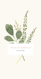 Menu de mariage Fleurs aquarelle RV crème