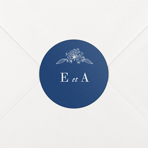 Stickers pour enveloppes mariage Nature chic bleu - Vue 1
