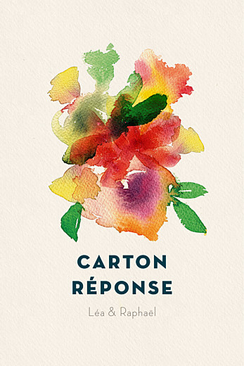 Carton réponse mariage Bloom (portrait) beige - Recto Carton réponse mariage Bloom (portrait) beige - Recto