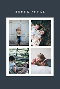Carte de voeux Corner 4 photos (dorure) bleu Carte de voeux Corner 4 photos (dorure) bleu