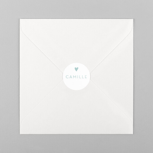 Stickers pour enveloppes naissance Élégant cœur vert - Vue 2