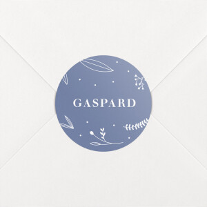 Stickers pour enveloppes naissance Élégant feuillage bleu Stickers pour enveloppes naissance Élégant feuillage bleu