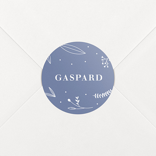 Stickers pour enveloppes naissance Élégant feuillage bleu - Vue 1