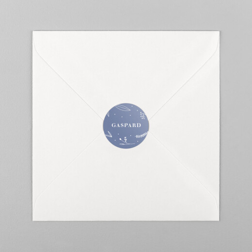 Stickers pour enveloppes naissance Élégant feuillage bleu - Vue 2