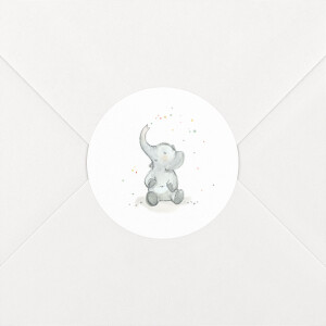Stickers pour enveloppes naissance Éléphants en famille blanc Stickers pour enveloppes naissance Éléphants en famille blanc