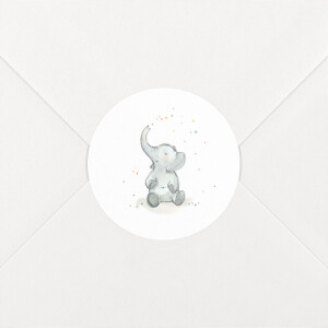 Stickers pour enveloppes naissance Éléphants en famille blanc