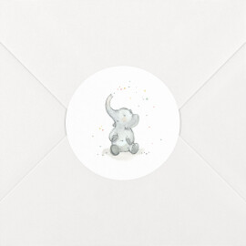 Stickers pour enveloppes naissance Éléphants en famille blanc