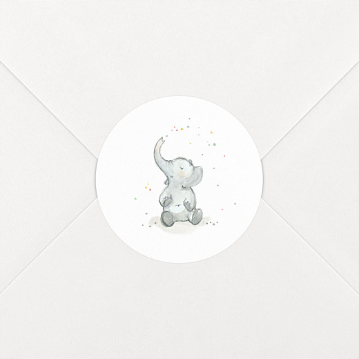 Stickers pour enveloppes naissance Éléphants en famille blanc - Vue 2