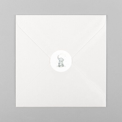 Stickers pour enveloppes naissance Éléphants en famille blanc - Vue 2